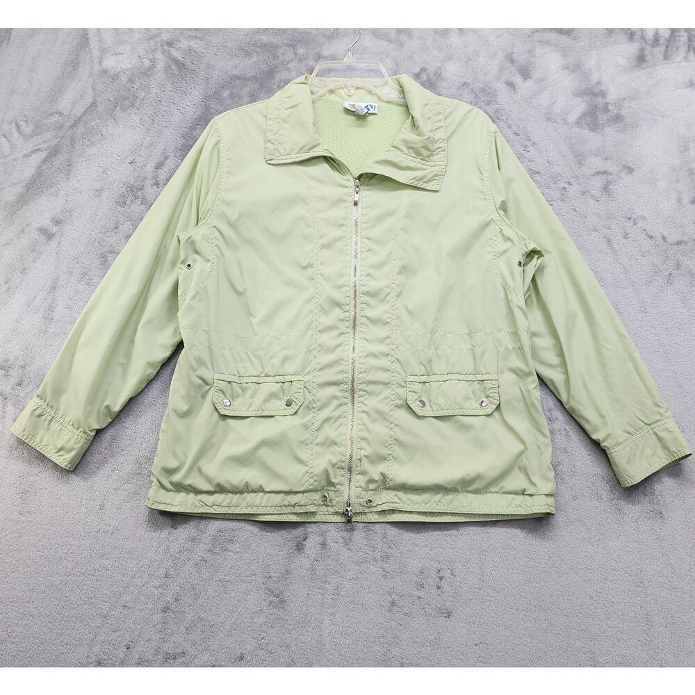 Style&Co Sport Jacket Womens Size M Green‎ Nylon Windbreaker Mesh Lining Pockets